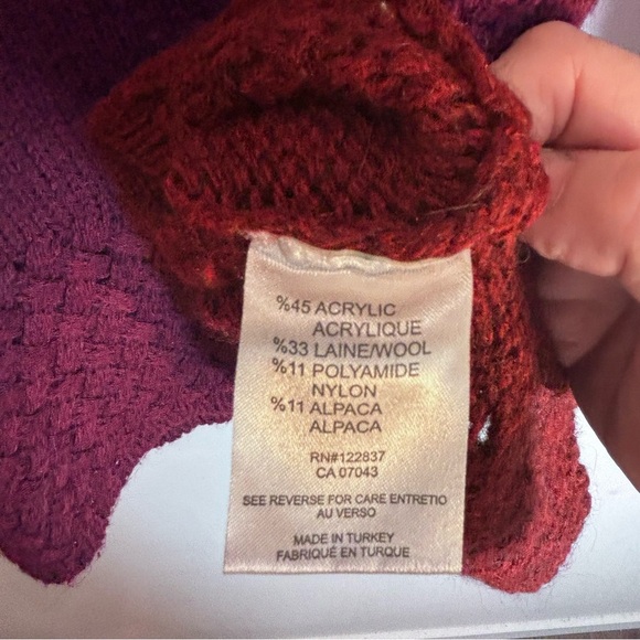 AVA Sz L Wool Alpaca Blend Sweater Cowl Neck Long Line Lattice Hem & Cuffs - Picture 8 of 9